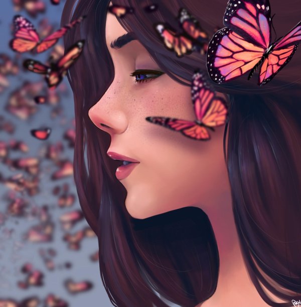 бабочка розовая