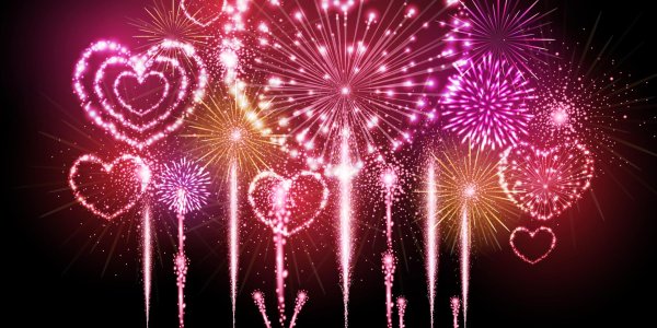 фейерверк сердечки