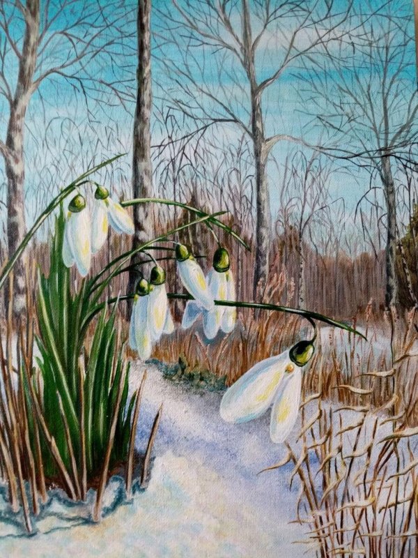 весенний пейзаж с подснежниками