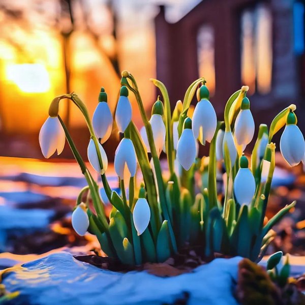 весенний пейзаж с подснежниками