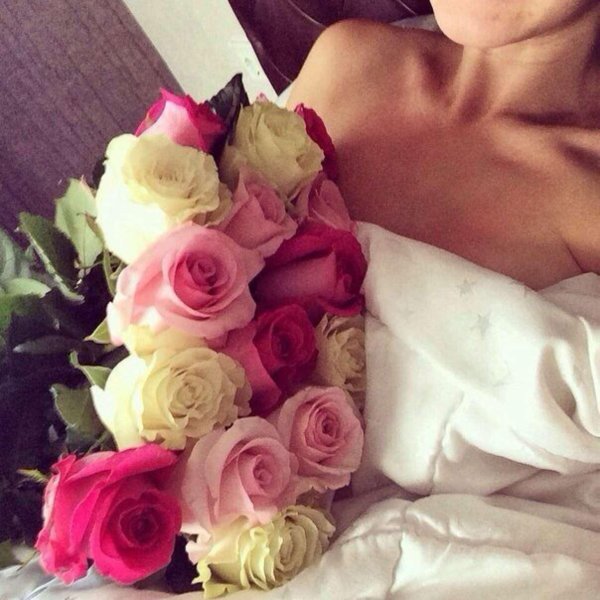 красивое селфи с цветами