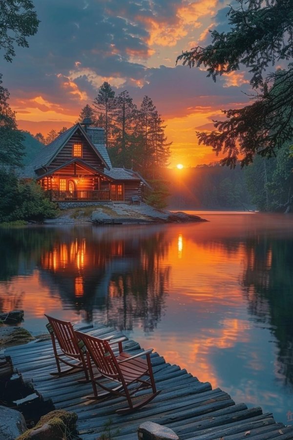 домики у озера