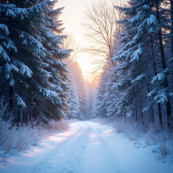 в лесу зимой