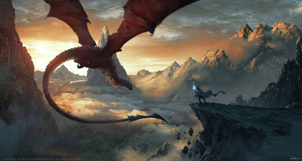 пейзаж с драконом