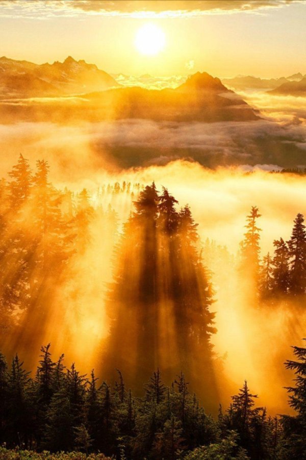 горы солнце