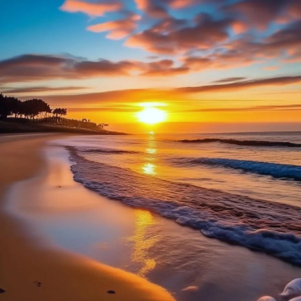 рассвет на пляже