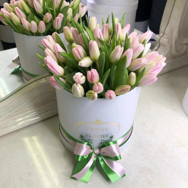 коробка с тюльпанами