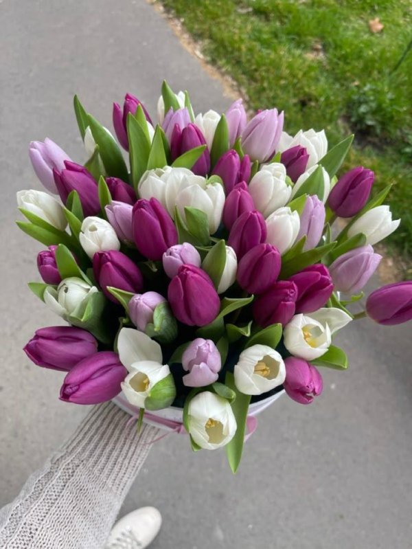 сборный букет с тюльпанами