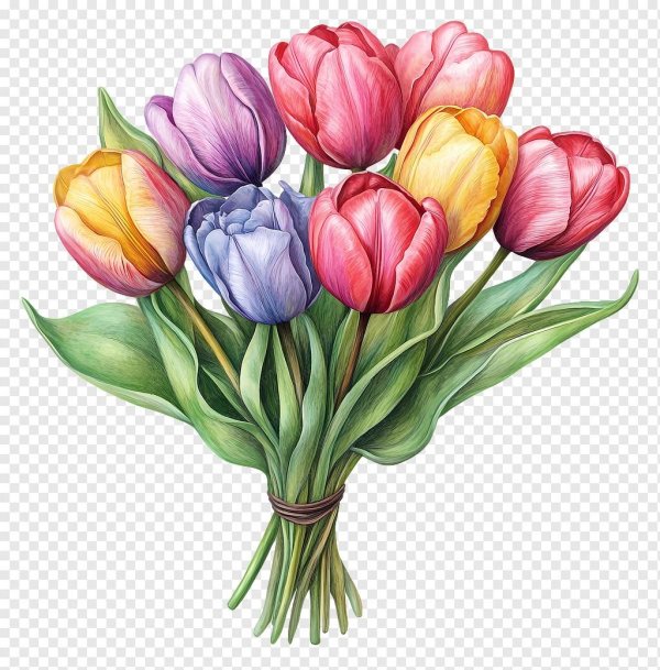 рисунок букета тюльпанов