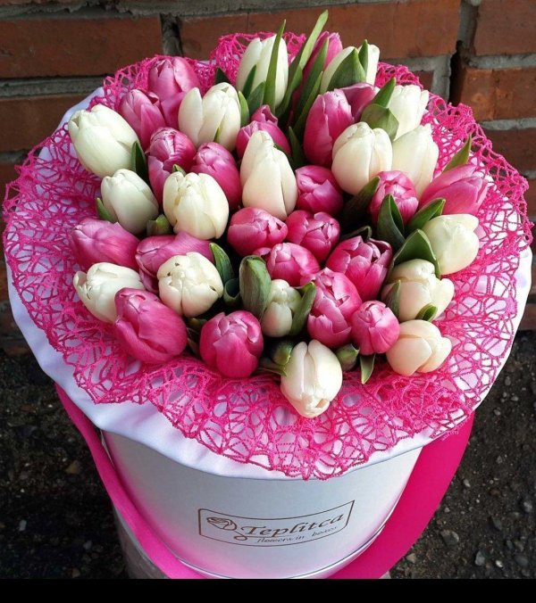 коробка с тюльпанами