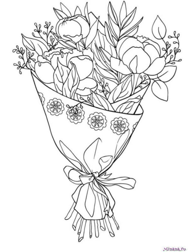 букет раскраска