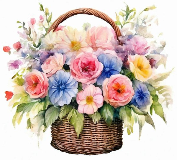 корзинка акварелью