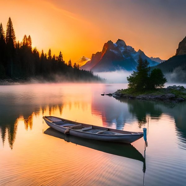 лодка на озере