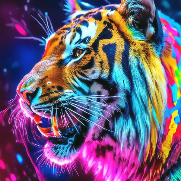 тигр красками