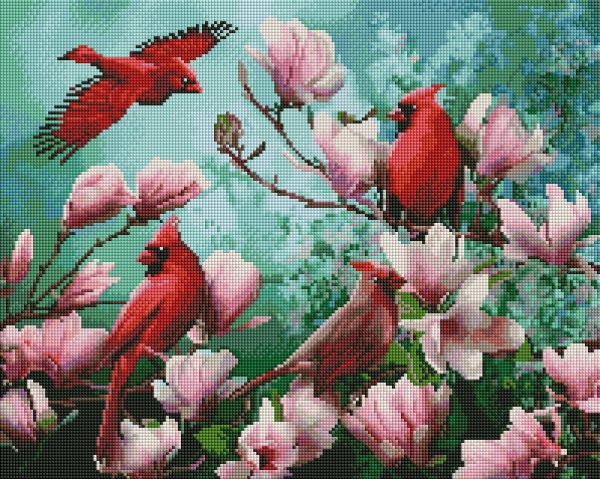 Птицы с цветами