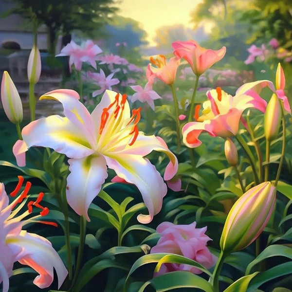 лилии в саду