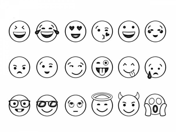 черно белые смайлы