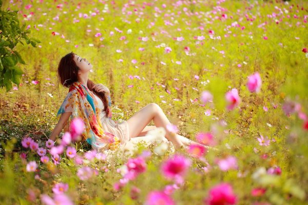 девушка лето