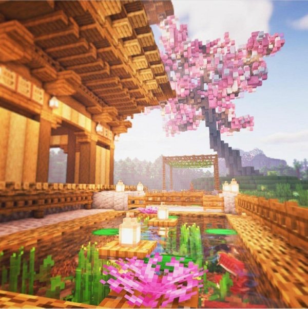 красивый пейзаж в майнкрафте