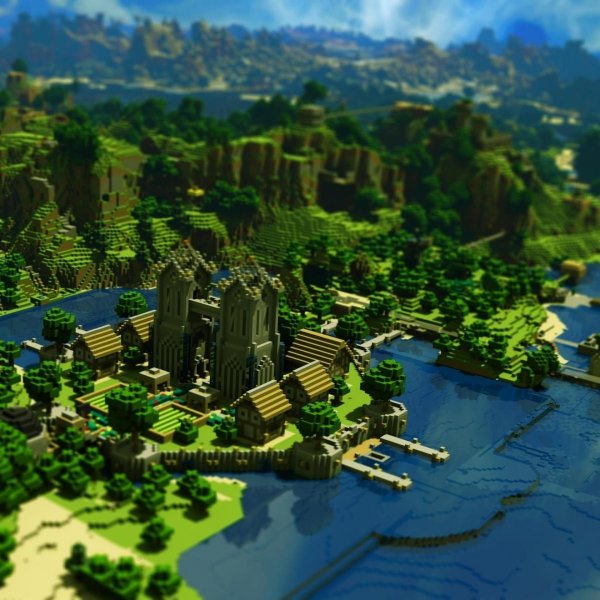 красивый пейзаж в майнкрафте