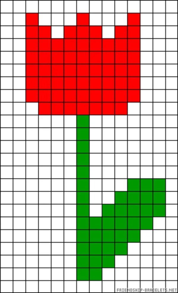 тюльпан по клеточкам