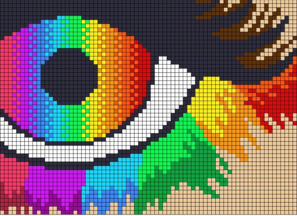 разноцветный глаз по клеточкам