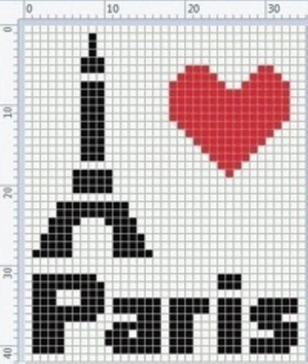 схема вышивки крестом эйфелева башня