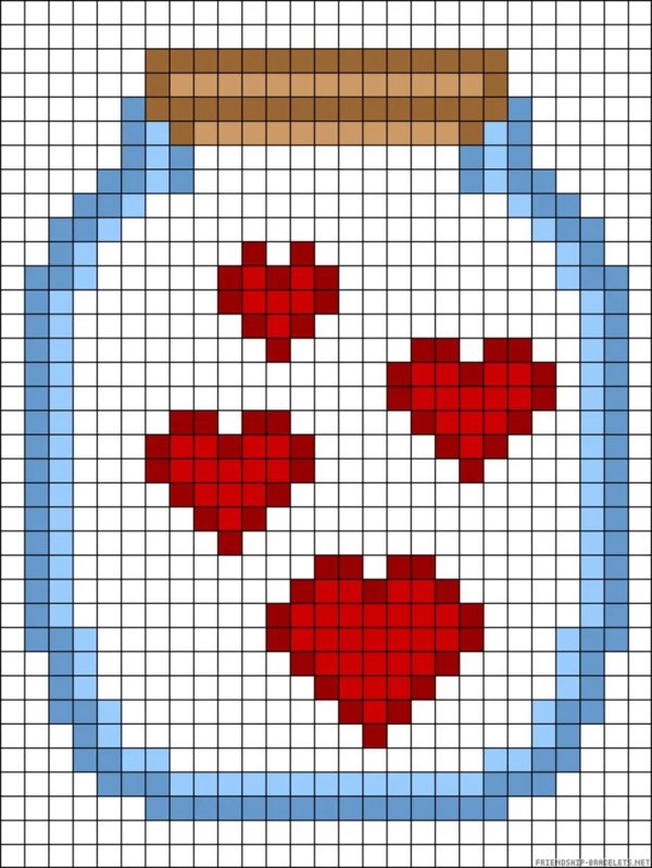 схема на фенечку с сердечками