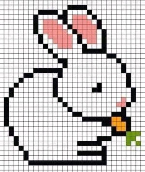 рисование по клеткам заяц