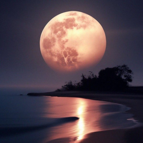 полнолуние на рассвете