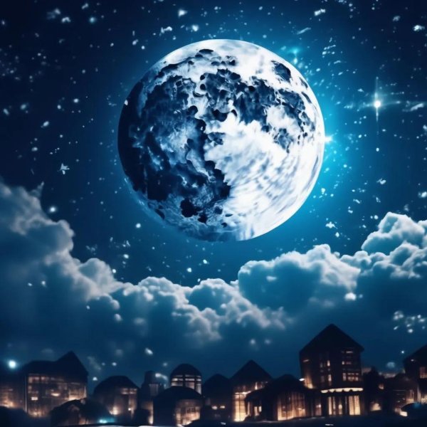 на фоне луны