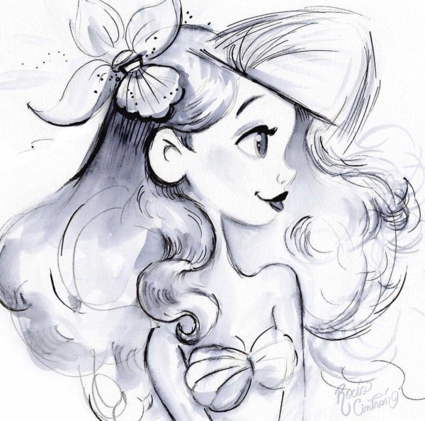 ариэль дисней для срисовки