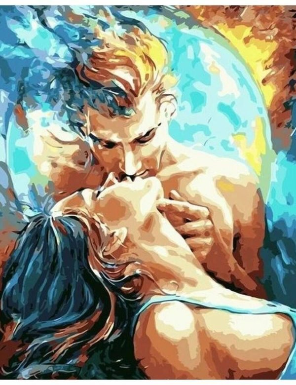 картина по номерам поцелуй