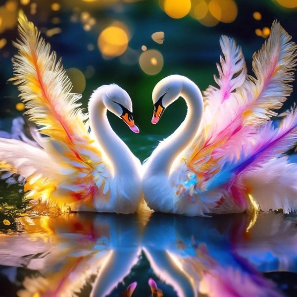 алмазная мозаика лебединая пара