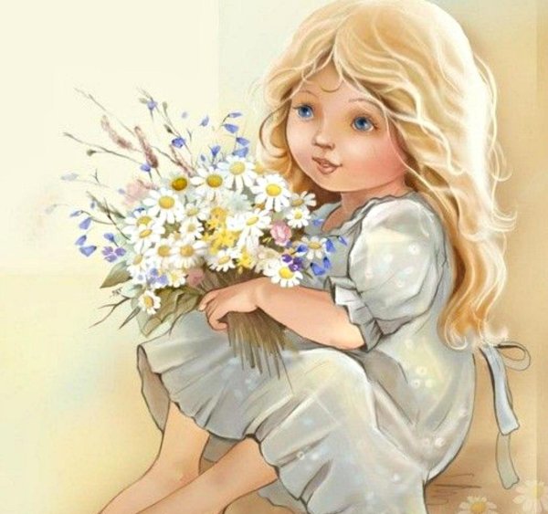 девочка с ромашками