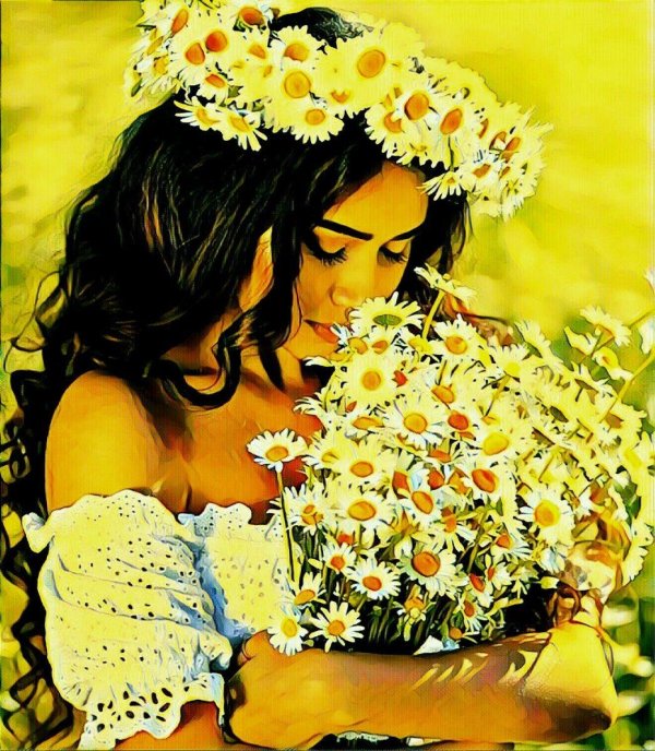 девушка в ромашках