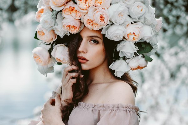 цветы девушка