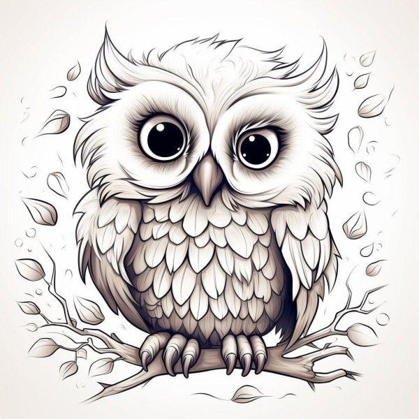 сова раскраска