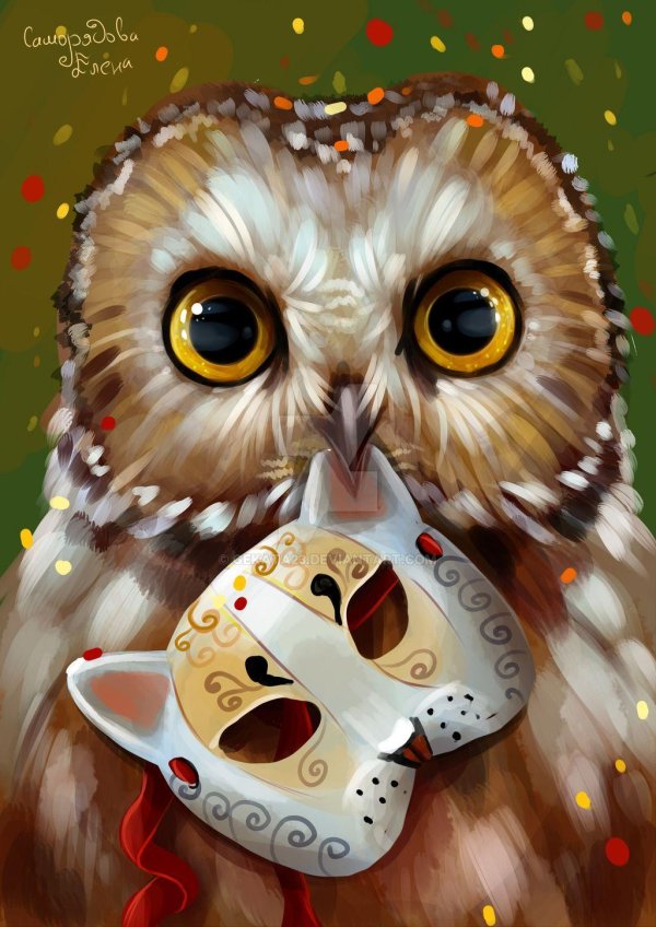 Совы нарисованные