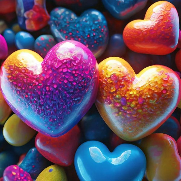 сердечки разноцветные