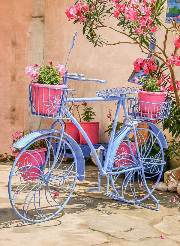 велосипед в саду декор
