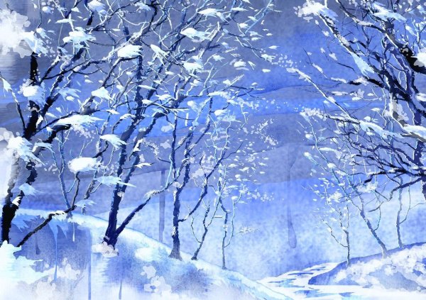 зимние пейзажи рисунки