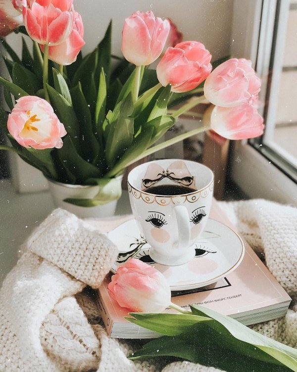утро кофе цветы