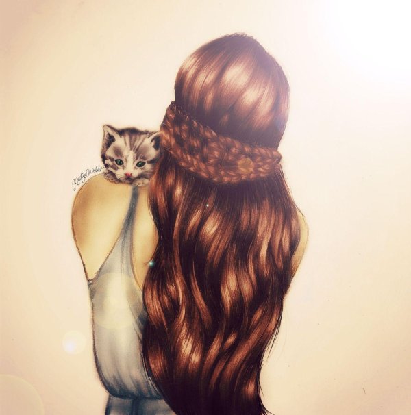 длинные волосы рисунок