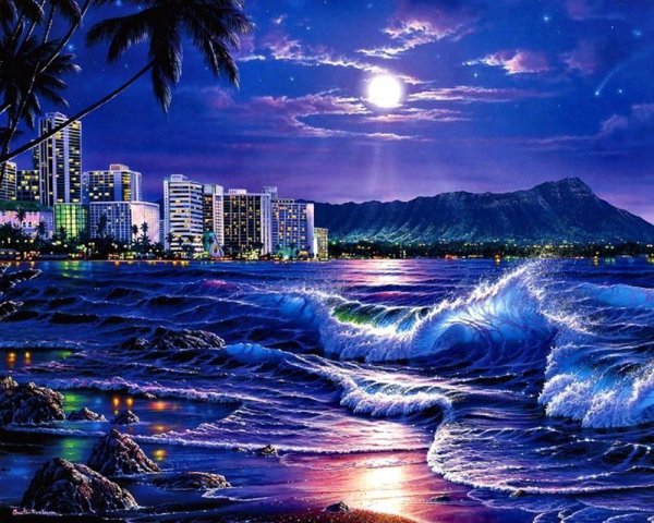 ночной морской пейзаж