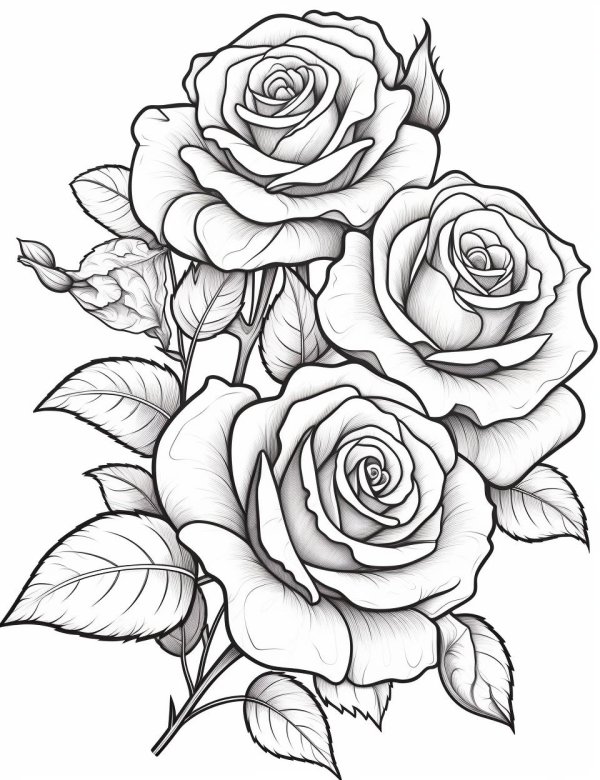 роза разукрашка