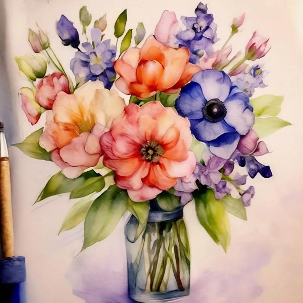 букет акварель