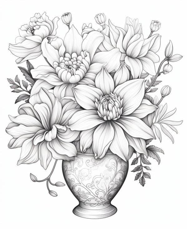 раскраска ваза с цветами