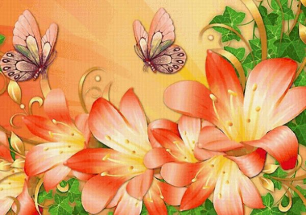лилии и бабочка