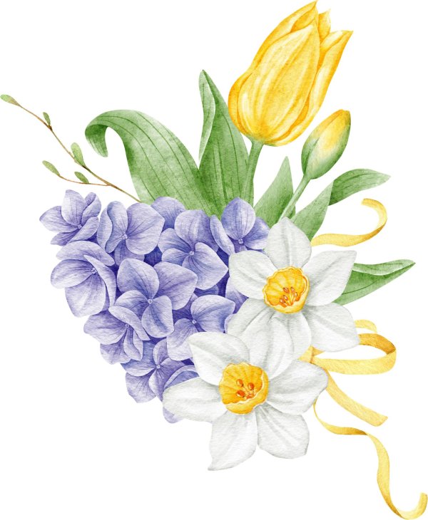 весенний букет акварель